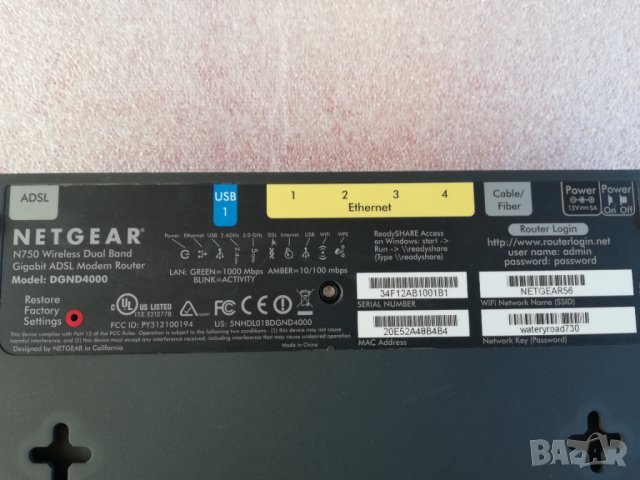 NetGear DGND4000 N750 dual band gigabit ADSL Modem, снимка 3 - Рутери - 39060690