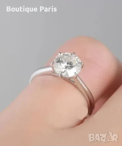 Пръстен с лабораторен диамант , снимка 2 - Пръстени - 49989938