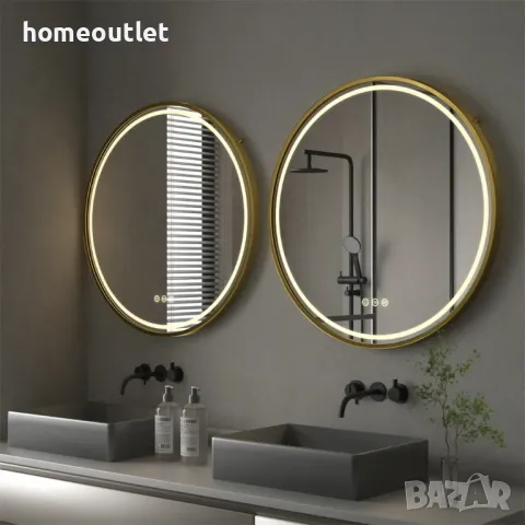 ПРОМОЦИЯ Стенно LED огледало с различни възможности за монтиране, 60см - LUVODI XMR-Y28-668-GD-EU, снимка 2 - Огледала - 49677478