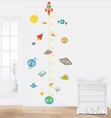 Планети космос метър за стена и мебел детска стая лепенка стикер самозалепващ, снимка 2 - Други - 28028145