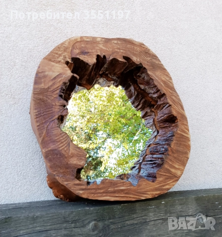 ОГЛЕДАЛО с рамка от дънер с жив вътрешен и външен ръб, снимка 4 - Огледала - 49495693