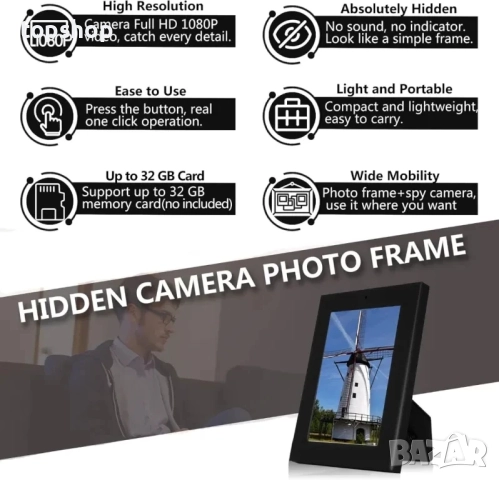 Фото рамка със скрита камера Nevarde, снимка 7 - Комплекти за видеонаблюдение - 51637859