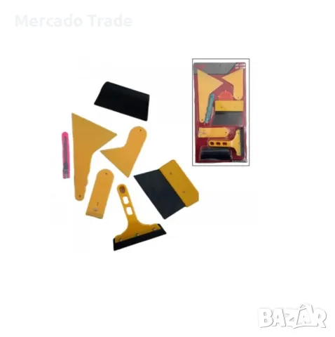 Комплект шпатули за фолио, Инструменти за поставяне на фолио, 7 части, Жълт, снимка 2 - Аксесоари и консумативи - 49723567