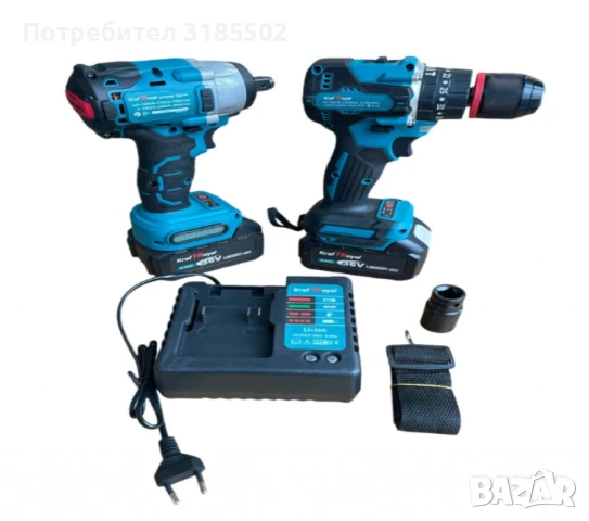Комплект 2 в 1 Акумулаторен гайковерт и винтоверт 36V 8Ah