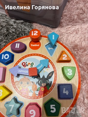 Дървен образователен часовник-пъзел, снимка 3 - Образователни игри - 53364165