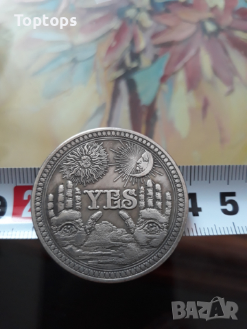 Голяма таро гадателска монета Да/Не Yes/No coin, Ф3,8см, цинкова сплав, снимка 2 - Други игри - 36411025