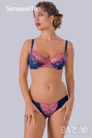 Soft сутиен с меки чашки в син и оранжев цвят за среден и голям бюст SS008, снимка 1