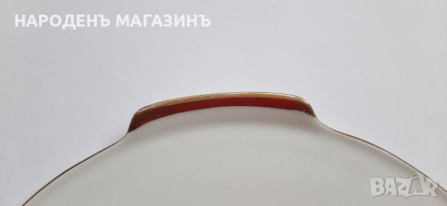 VOHENSTRAUS - JOHANN SELTMANN – Немски порцелан плато поднос за торта цветя злато, снимка 6 - Други ценни предмети - 52694844