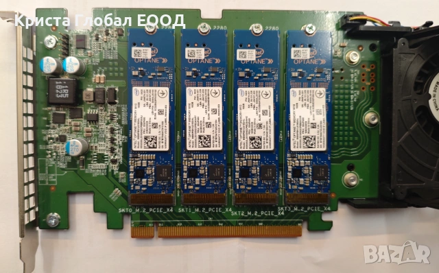Dell Ultra-Speed Drive Quad NVMe M.2 PCIe x16 + 5x Intel Optane M10 16GB, снимка 2 - Други - 53291443