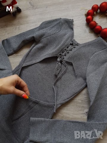 Нова колекция сива рипс рокля с гол гръб с връзки на намаление, снимка 6 - Рокли - 27403702