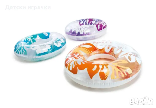 Надуваем пояс Clear Color INTEX, диаметър 91 см, PVC, тропически дизайн, 3 цвята, снимка 5 - Надуваеми играчки - 49928108
