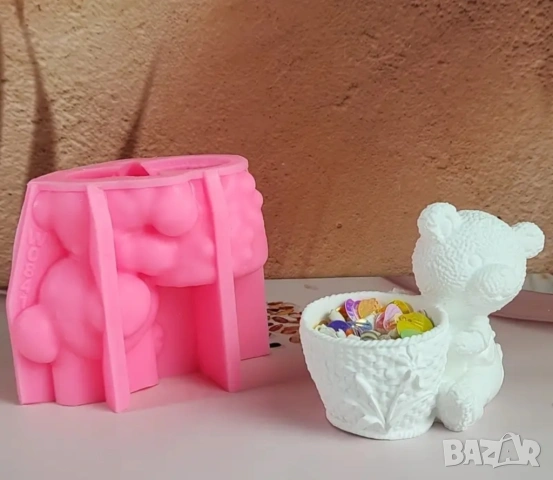 Молд кашпа мече с кошница , снимка 5 - Форми - 53535446