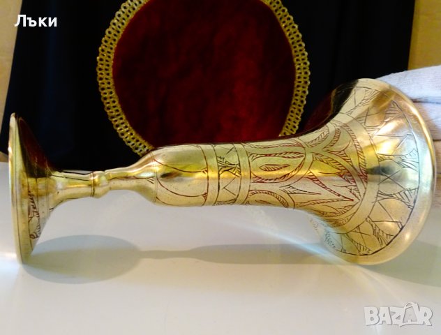 Бронзов бокал,рог виночерпец,клетъчен емайл,500 гр. , снимка 12 - Антикварни и старинни предмети - 36814244