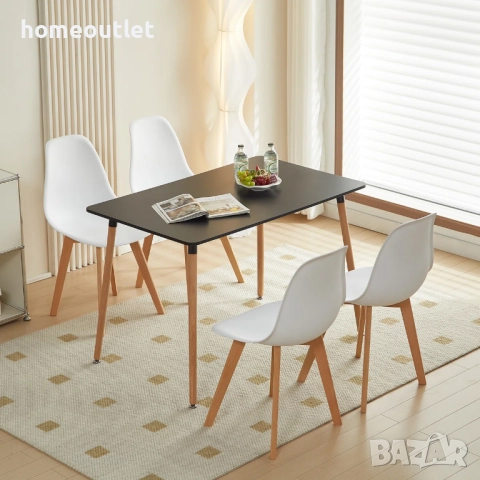 ПРОМОЦИЯ Правоъгълна маса 110×70×73 см, с черен плот и крака от масивна дървесина SAGE-1PK-B18-LQ, снимка 2 - Маси - 52704733