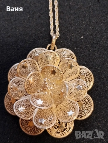 сребърно колие цвете, снимка 4 - Колиета, медальони, синджири - 53212932