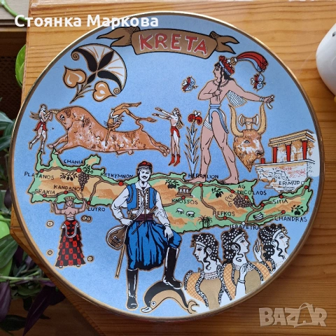 Голяма керамична чиния-ръчна изработка-остров Крит, снимка 2 - Декорация за дома - 53464831