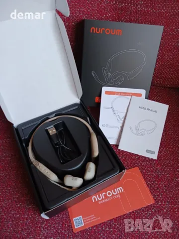 Безжични слушалки с отворено ухо Nuroum OW20B с микрофон, HiFi, бежово, снимка 10 - Безжични слушалки - 47330589