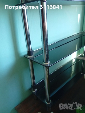 Стелаж от стъкло и метал,разглобяем., снимка 2 - Етажерки - 51808762