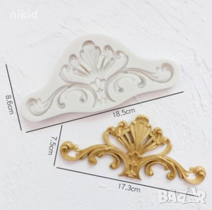 Гигант орнамент силиконов молд форма фондан гипс шоколад декор, снимка 2 - Форми - 32539328