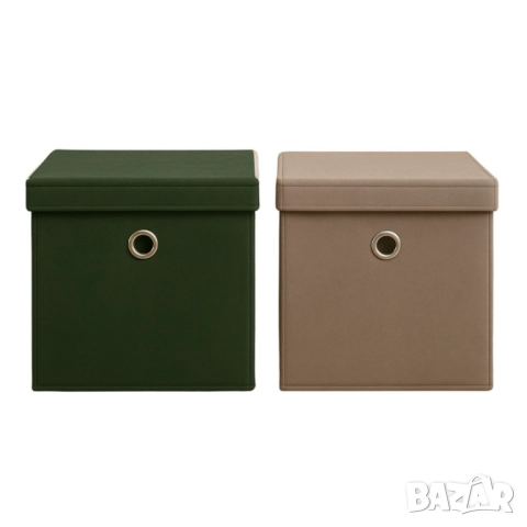 Комплект от 2 текстилни сгъваеми кутии за съхранение с капак, снимка 5 - Други стоки за дома - 52138215