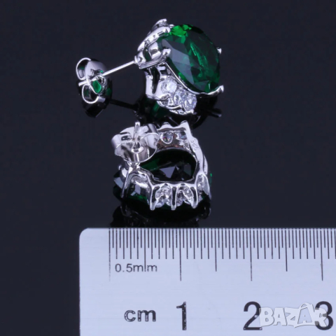 Сребърен комплект с кристали и изумруди, снимка 7 - Бижутерийни комплекти - 44886203