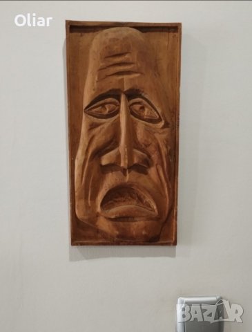 Дървено пано. Дърворезба. Маска. , снимка 2 - Декорация за дома - 43610519
