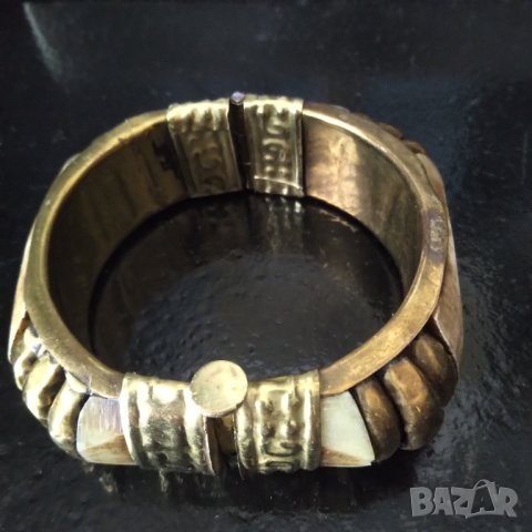 Стара гривна месинг и слонова кост НАМАЛЕНА , снимка 3 - Гривни - 38262482