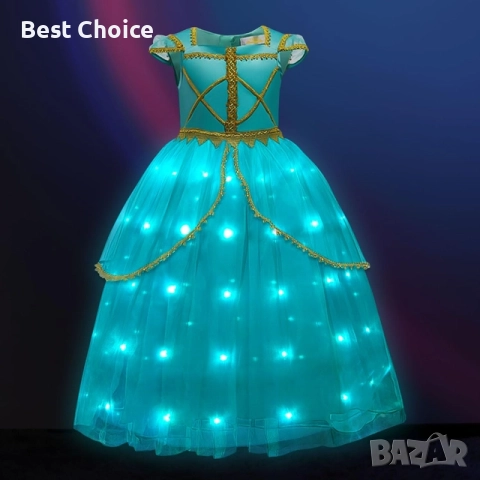 Светеща детска рокля с LED светлини в стил принцеса Жасмин, снимка 3 - Детски рокли и поли - 52823180
