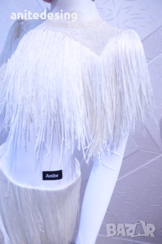 Бяла рокля с ресни за латино танци, снимка 8 - Детски рокли и поли - 44029662