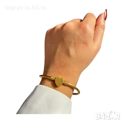 Дамска твърда гривна от медицинска стомана с акцент Сърце, снимка 1