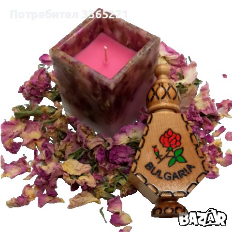 Куб с рози свещ, снимка 2 - Ръчно изработени сувенири - 37941524