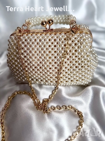 Дамска чанта ръчна изработка от перли цвят шампанско , снимка 10 - Чанти - 52288288