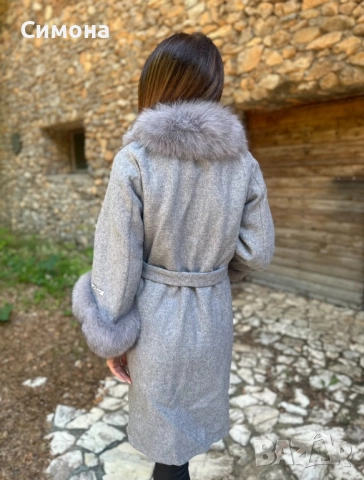 Нови палта от алпака вълна с естествен косъм лисица, снимка 2 - Палта, манта - 52668927