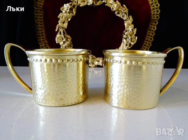 Позлатена чаша от месинг 160 мл.,стил Луи XVI , снимка 2 - Антикварни и старинни предмети - 53010535