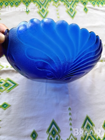 Стъклена купа фруктиера кобалт синьо стъкло, снимка 3 - Аксесоари за кухня - 51453297