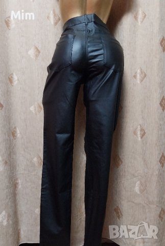 Miss Etam 40 Черен,еластичен,кожен панталон/ клин/ от кожа , снимка 2 - Клинове - 43617946