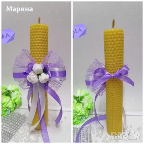 Подвижна украса за шампанско, за чаши, за свещи в лилаво., снимка 2 - Сватбени аксесоари - 52480938