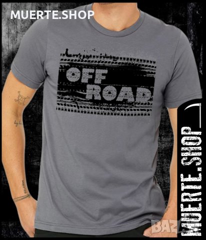 Сива тениска с щампа OFF ROAD TRAIL, снимка 1 - Тениски - 43959492