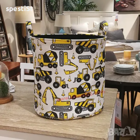 Стилен органайзер за детски играчки с багери и камиони, снимка 1