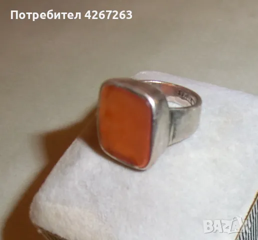 Старинен сребърен пръстен с естествен камък, снимка 6 - Пръстени - 48521756