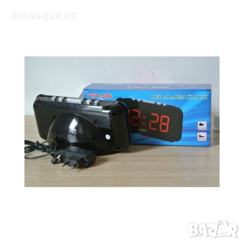 806 Настолен часовник с аларма, голям 1,8" LCD дисплей, Черен, снимка 12 - Други - 44010903