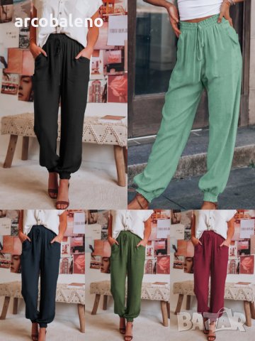 Дамски ежедневни панталони с шнурове с джоб, 5цвята