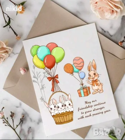 Великденски заек зайче балони парти силиконов гумен печат декор украса бисквитки фондан Scrapbooking, снимка 3 - Други - 49216444