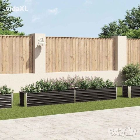 vidaXL Градинска висока леха поцинкована стомана 320x40x45 см антрацит（SKU:47055）, снимка 3 - Градински мебели, декорация  - 53314336