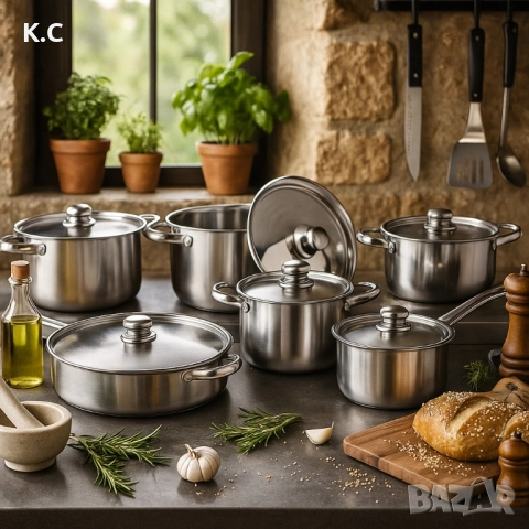Професионален комплект тенджери Zeiplteir - 12 части, снимка 5 - Съдове за готвене - 51412903