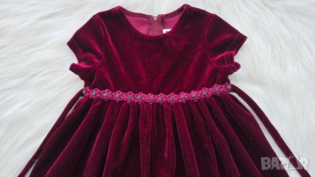 Детска рокля червено кадифе размер 2 години , снимка 2 - Бебешки рокли - 52336180