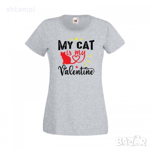 Дамска тениска Свети Валентин My Cat Is My Valentine 1, снимка 3 - Тениски - 35648258