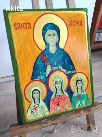 Св. мъченици Вяра, Надежда, Любов и  София, снимка 2 - Икони - 28517539