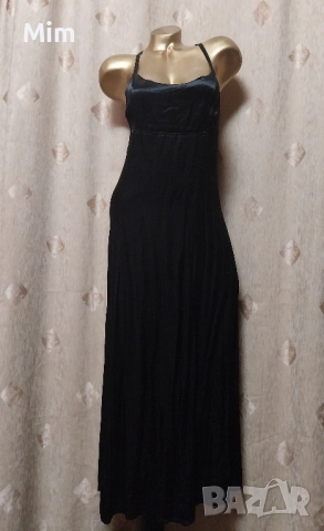 LA CITY Paris S/M Дълга, сатенена, черна рокля 