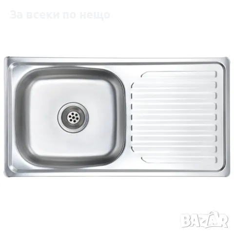 Кухненска мивка с цедка и сифон, неръждаема стомана